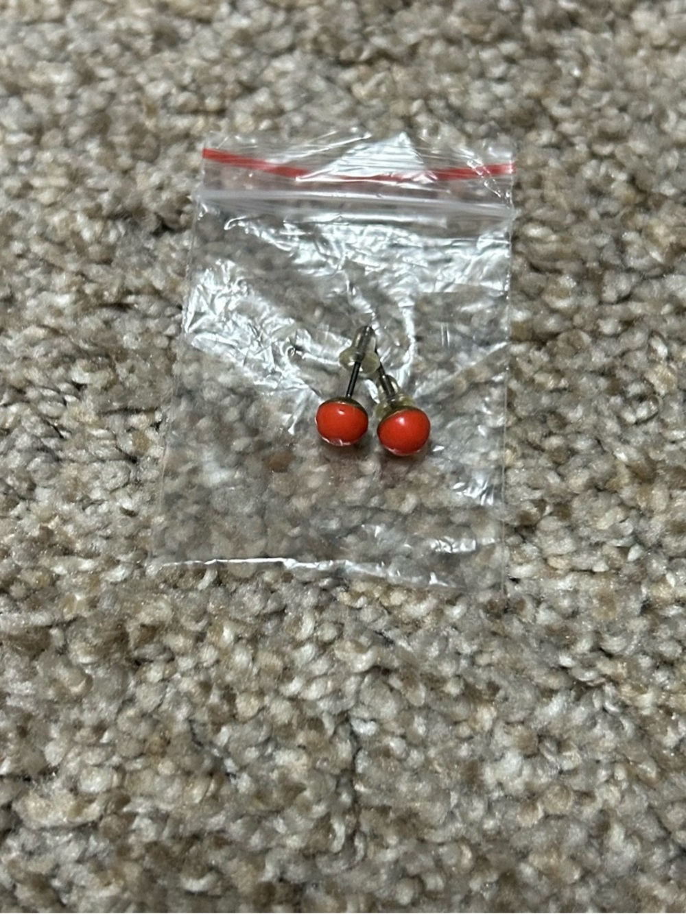 3/$10 Bright Coral Round Stud Earrings